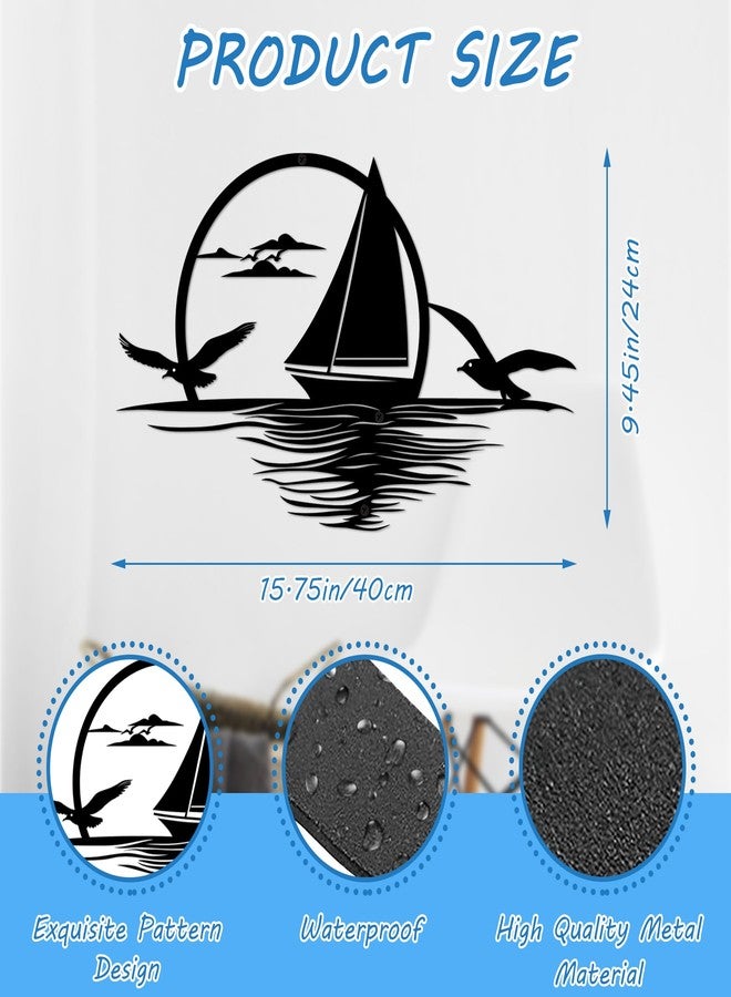 ACOSIY Sun Metal Wall Art Modern Sunset Wall Decor with Seagulls Minimalist Sunrise Line Art for Living Room Bedroom Office (Sunset) - Image 3